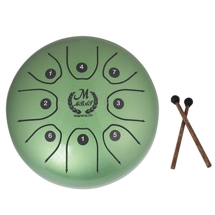MEIBEITE 5.5-Inch C-Tune Sanskrit Drum Steel Tongue Empty Worry-Free Drum(Green)