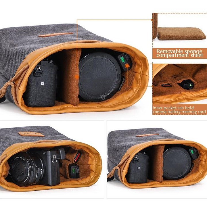 S.C.COTTON Liner Bag Waterproof Digital Protection Portable SLR Lens Bag Micro Single Camera Bag Photography Bag, Colour: Beige