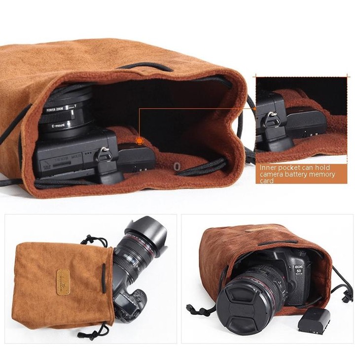 S.C.COTTON Liner Shockproof Digital Protection Portable SLR Lens Bag Micro Single Camera Bag Round Black S