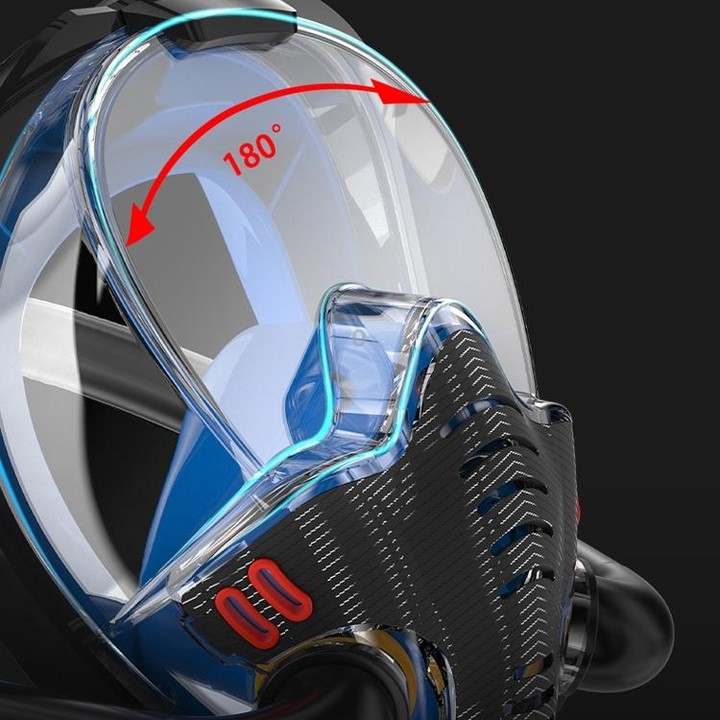 Snorkeling Mask Double Tube Silicone Full Dry Diving Mask Adult Swimming Mask Diving Goggles, Size: S/M(White/Blue)