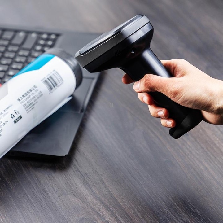 Deli 14952 Supermarket Cashier One-Dimensional QR Code Scanning Gun, Model: White Wired