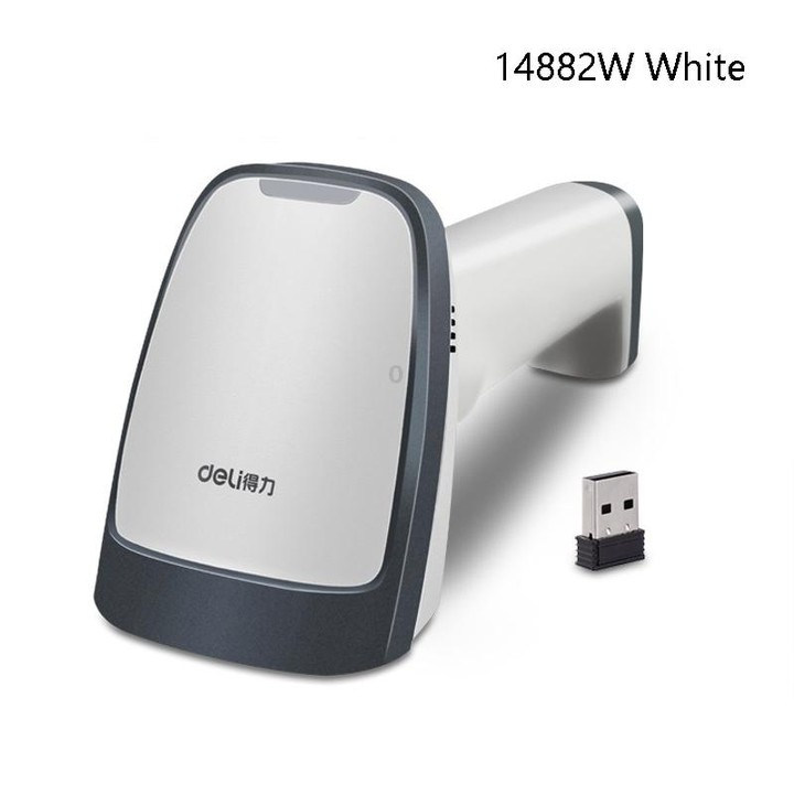 Deli Wired And Wireless Scanner Drugstore Supermarket Catering Logistics Cash Register Scanner, Model: 14882W (White)
