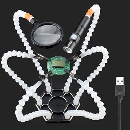 Six-Jaw Aluminum Alloy Welding Station Electronic Product Welding & Maintenance Workbench, SS6LM-WE99 Plug-in (White)