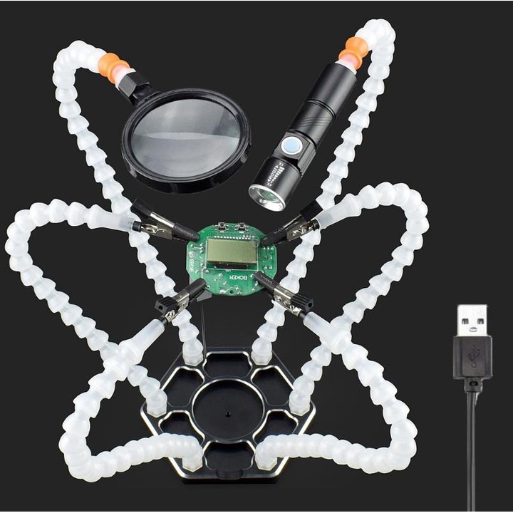 Six-Jaw Aluminum Alloy Welding Station Electronic Product Welding & Maintenance Workbench, SS6LM-WE99 Plug-in (White)