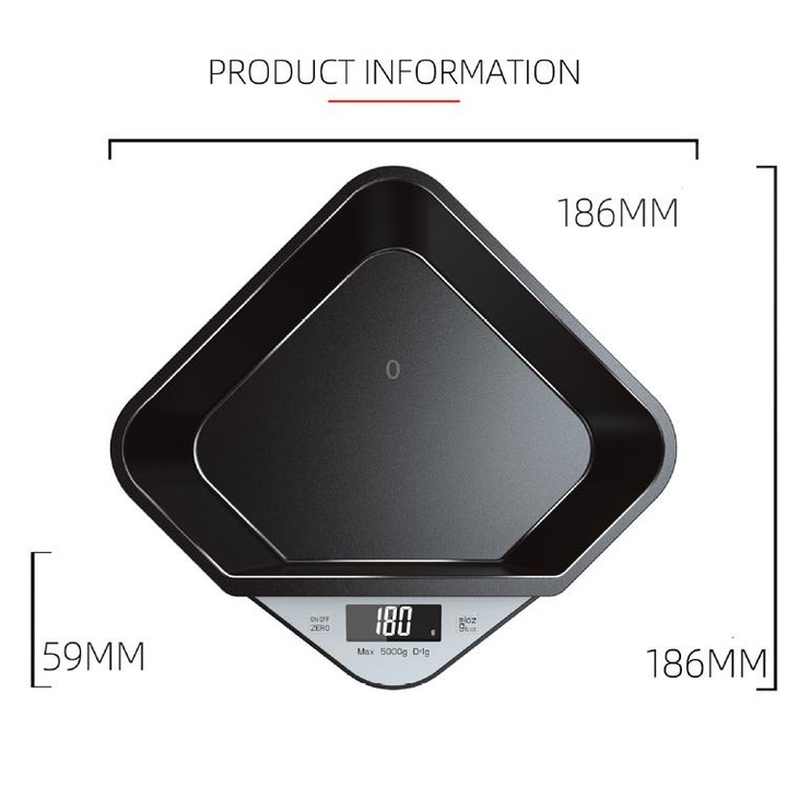 5kg/1g Kitchen Electronic Scale Coffee Scales Baking Food Scale Pallet Scale Pet Scale(Black)