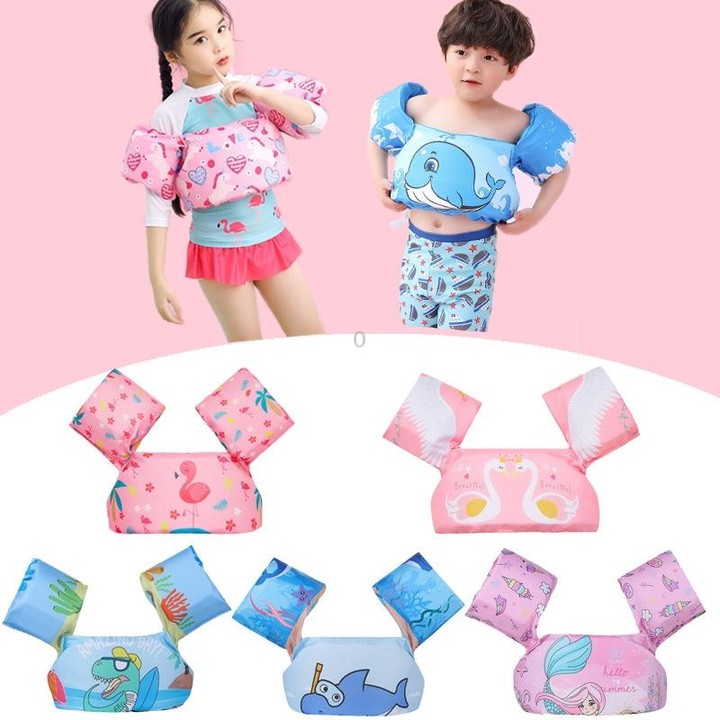 Children Swimming Foam Arm Ring Baby Swimming Equipment Floating Ring Water Sleeve Buoyancy Vest(Pink Flamingo)