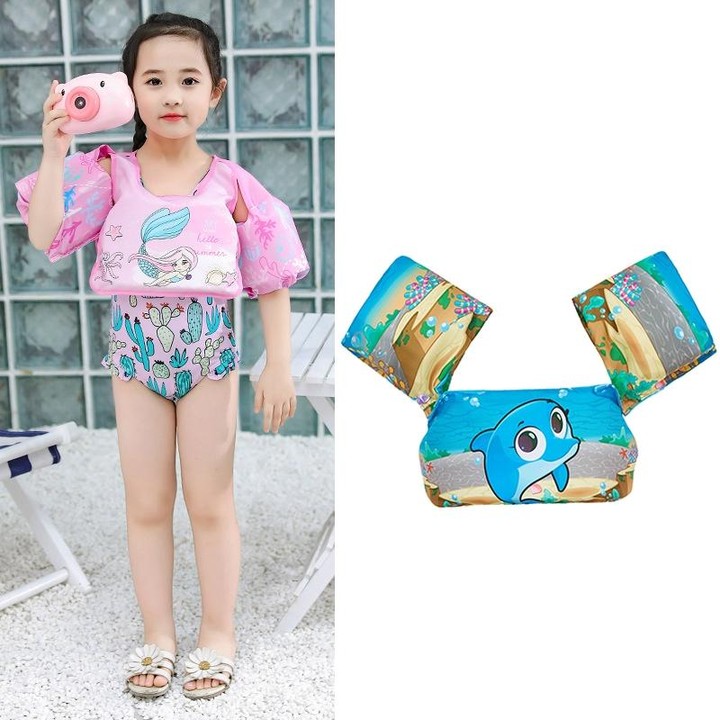 Children Swimming Foam Arm Ring Baby Swimming Equipment Floating Ring Water Sleeve Buoyancy Vest(Blue Dolphin)