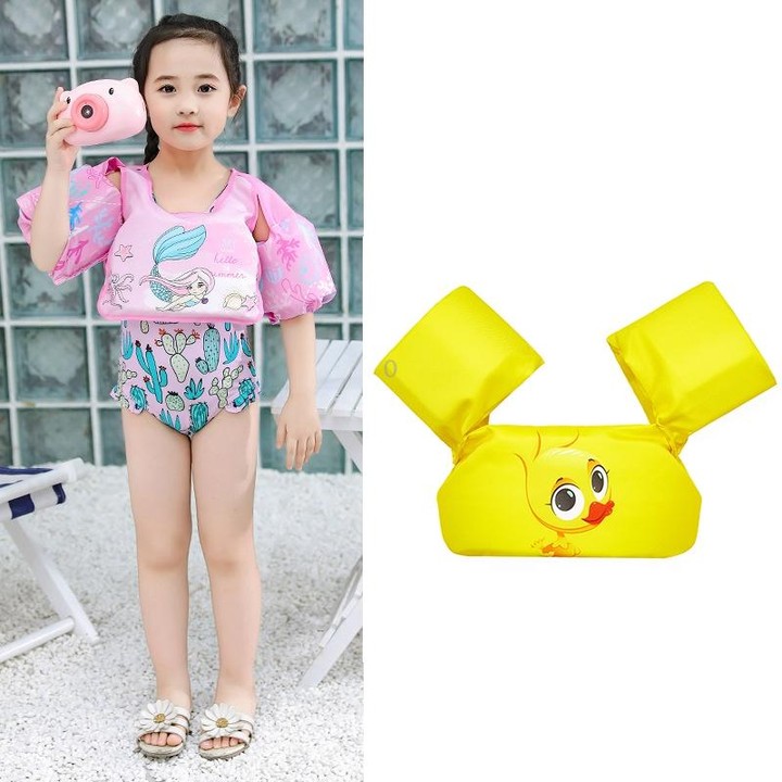 Children Swimming Foam Arm Ring Baby Swimming Equipment Floating Ring Water Sleeve Buoyancy Vest(Yellow Duck)