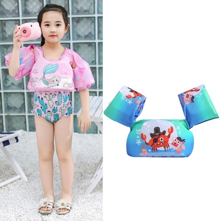Children Swimming Foam Arm Ring Baby Swimming Equipment Floating Ring Water Sleeve Buoyancy Vest(Blue Crab)