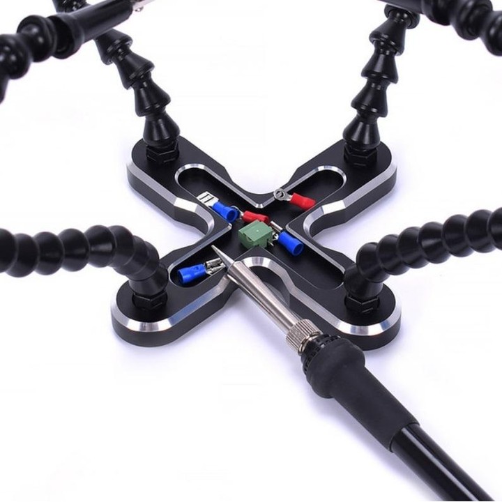 Aluminum Alloy 4-Claw Aircraft Model Universal Arm With Light & Welding Station(N-CSBKM-BK9 Black)
