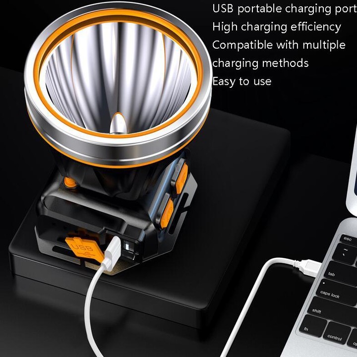LED Night Fishing Charge Head Light Outdoor Camping Fishing Miner Light Searchlight Head-Mounted Flashlight With Charge Display,