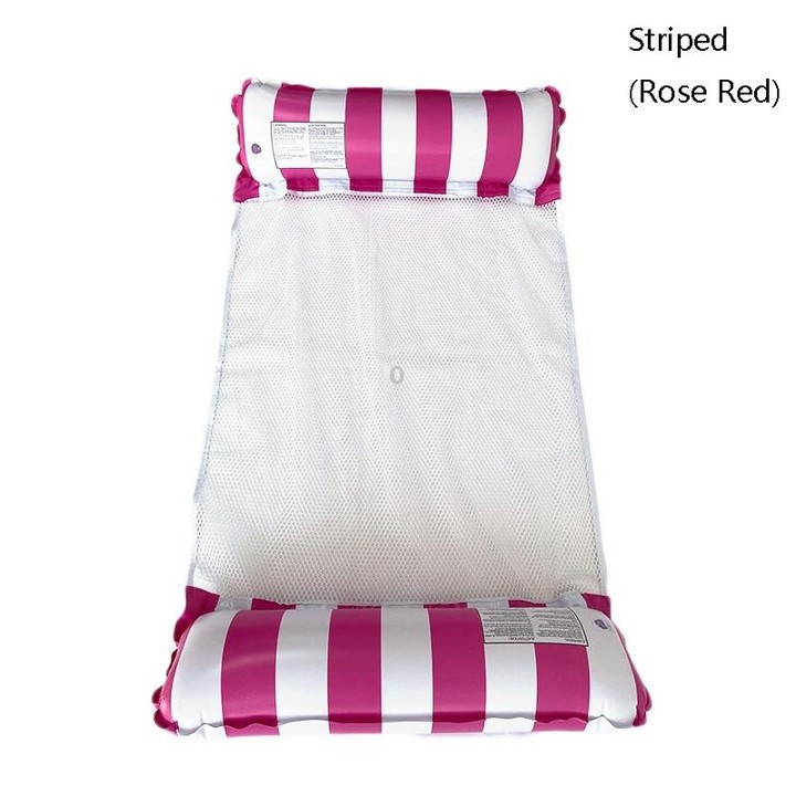 PVC Inflatable Hammock Adult Swimming Floating Row, Size: 120 x 70cm(Rose Red Striped)