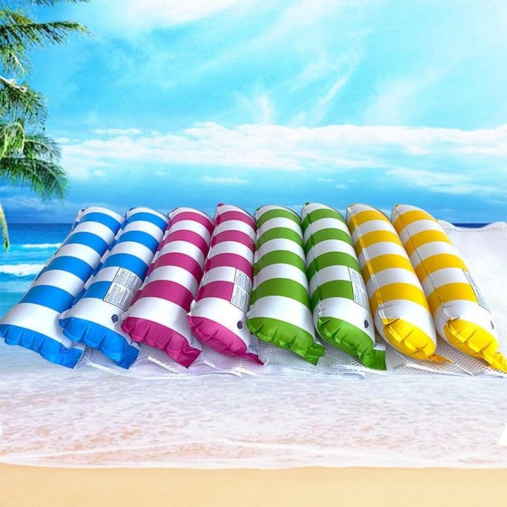 PVC Inflatable Hammock Adult Swimming Floating Row, Size: 120 x 70cm(Yellow Stripe)