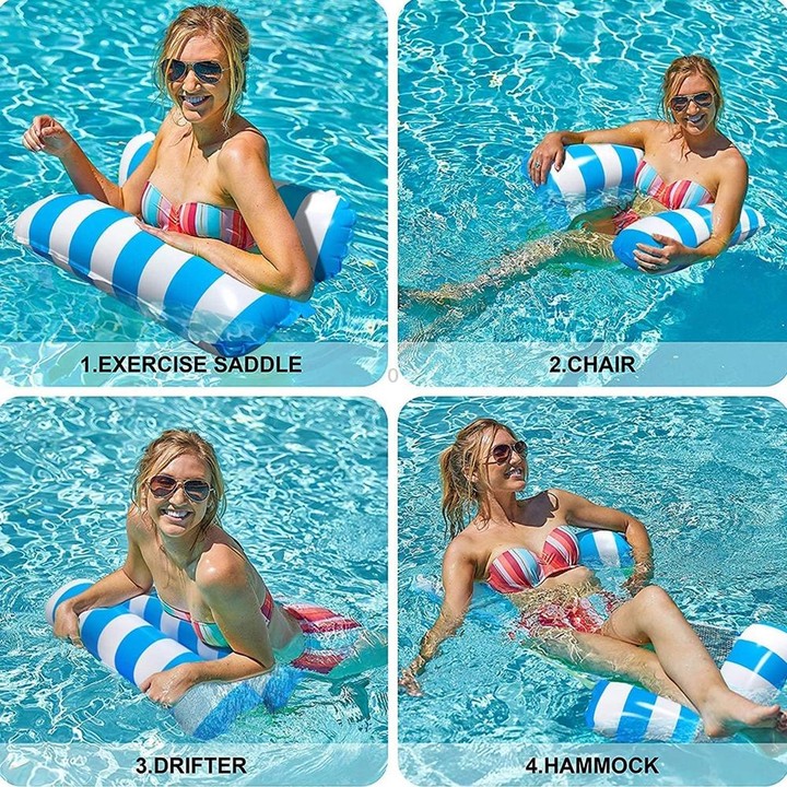 PVC Inflatable Hammock Adult Swimming Floating Row, Size: 120 x 70cm(Yellow Stripe)