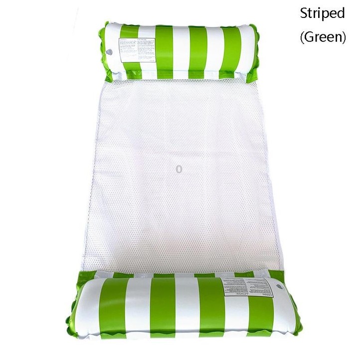 PVC Inflatable Hammock Adult Swimming Floating Row, Size: 120 x 70cm(Green Striped)