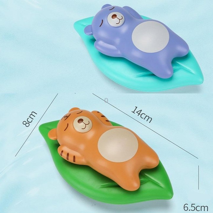 3 PCS Bathroom Playing Toys Baby Bathing Water Dolls On The Chain Swimming Bears And Lizards For Children(Orange Bear)