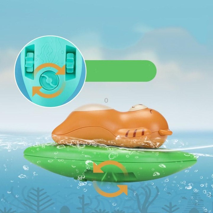 3 PCS Bathroom Playing Toys Baby Bathing Water Dolls On The Chain Swimming Bears And Lizards For Children(Orange Bear)