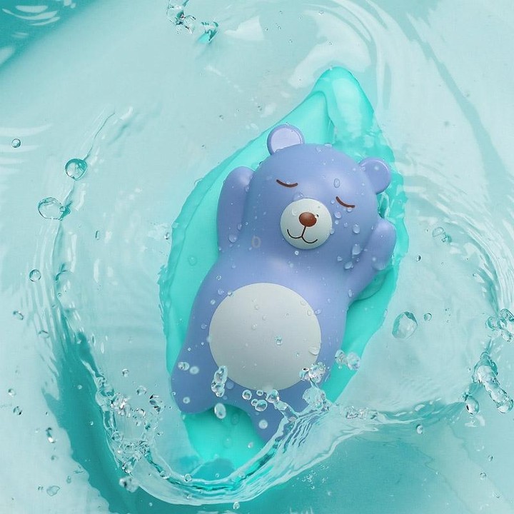 3 PCS Bathroom Playing Toys Baby Bathing Water Dolls On The Chain Swimming Bears And Lizards For Children(Navy Blue Bear)