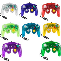 5 PCS Single Point Vibrating Controller Wired Game Controller For Nintendo NGC(Transparent Green)