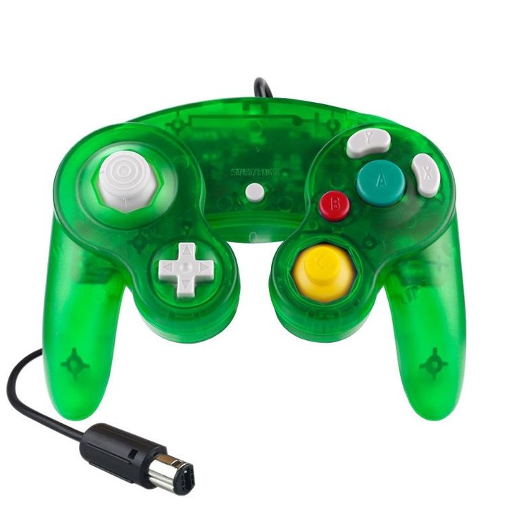 5 PCS Single Point Vibrating Controller Wired Game Controller For Nintendo NGC(Transparent Green)