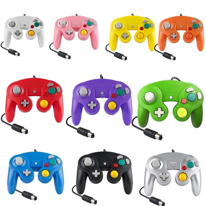 2 PCS Single Point Vibrating Controller Wired Game Controller For Nintendo NGC / Wii, Product color: Green