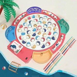 Magnetic Fishing Toy Children Educational Multifunctional Music Rotating Fishing Plate, Colour: Pink Battery Style+45 Fish 4 Rod