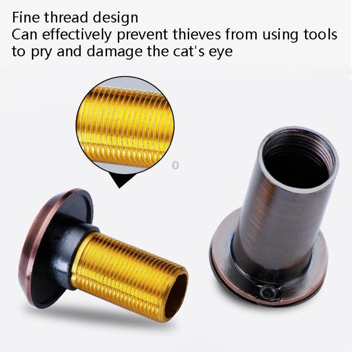 2 PCS Security Door Cat Eye HD Glass Lens 200 Degrees Wide-Angle Anti-Tiny Hotel Door Eye, Specification: 16mm Black