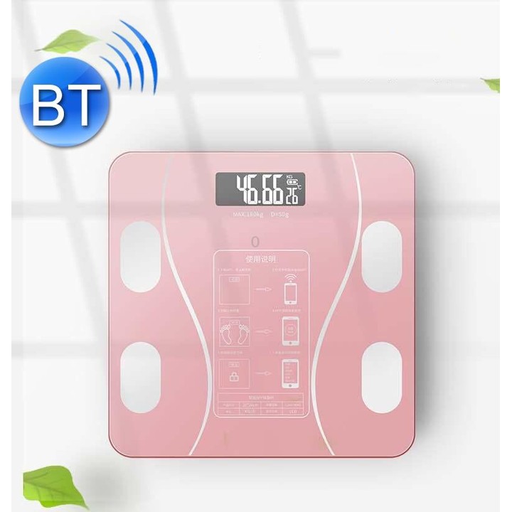 Smart Bluetooth Weight Scale Home Body Fat Measurement Health Scale Charge Model(Curve Pink)