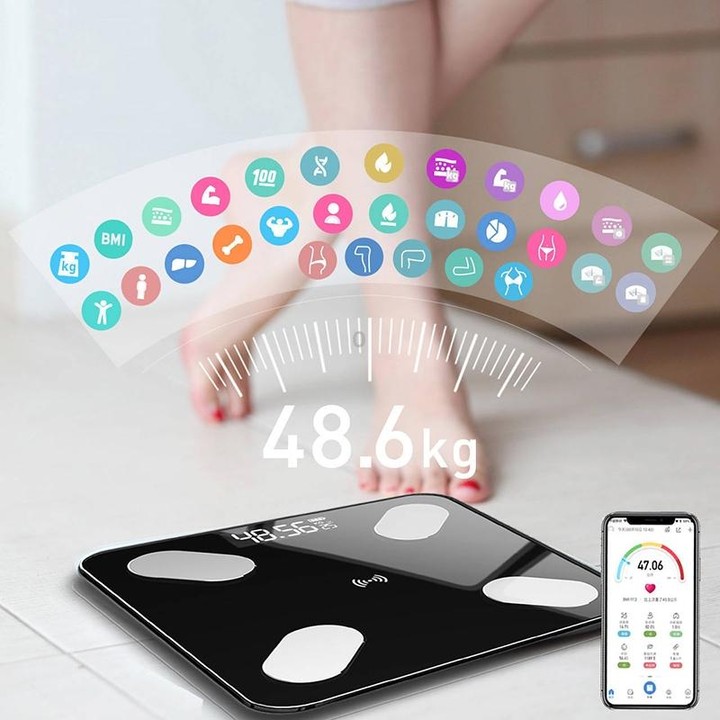 Smart Bluetooth Weight Scale Home Body Fat Measurement Health Scale Solar + Charge Model(Ink Green Silk Screen Film)