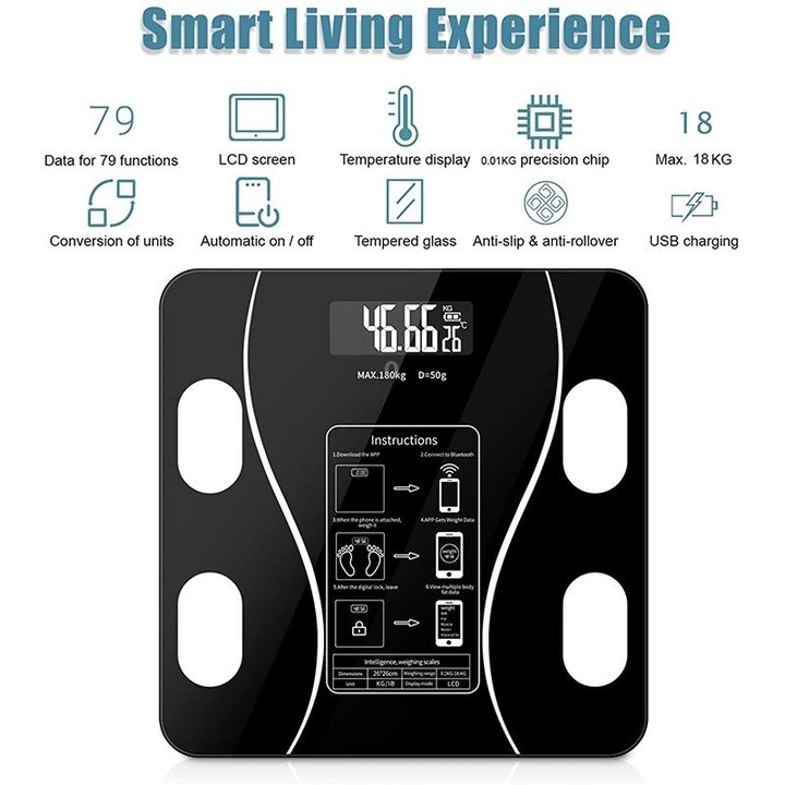 Smart Bluetooth Weight Scale Home Body Fat Measurement Health Scale Solar + Charge Model(Curve Pink)