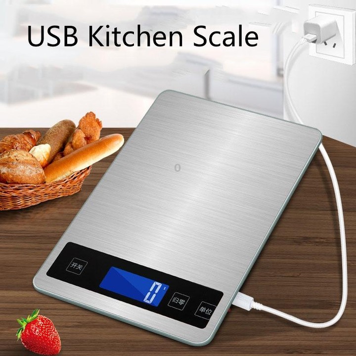 A10-1 Portable USB Kitchen Scale Household Food Baking Tea Quasi-Gram Weight Bench Scale, Specification: 5kg / 1g(White)