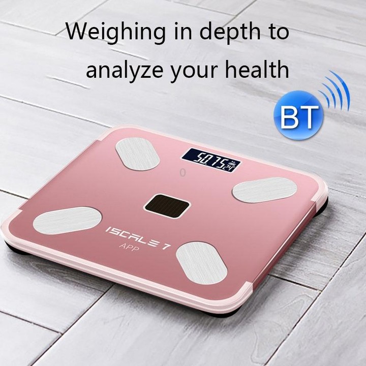 ISCRLE7 Smart Weight Scale Bluetooth Body Fat Measuring Instrument Battery Model(Rose Gold)