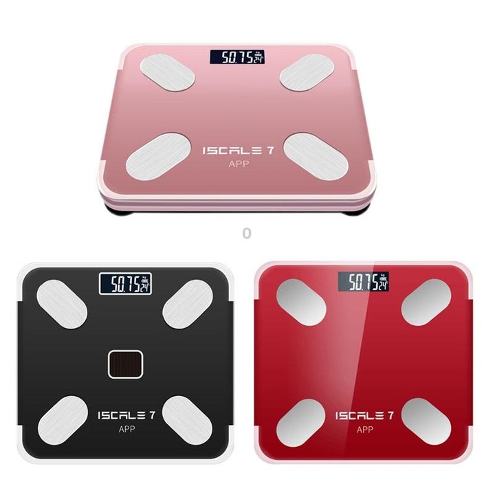 ISCRLE7 Smart Weight Scale Bluetooth Body Fat Measuring Instrument Solar Energy Charging(Rose Gold)