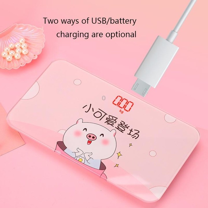 ZJ25 Mini Cartoon Weight Scale Home Accurate Portable Human Body Scale Battery(Meow)
