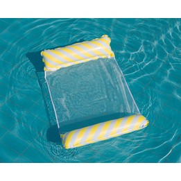 Inflatable Recliner On Water Foldable Backrest Floating Bed Inflatable Floating Row, Style： Diagonal Stripes (Yellow)