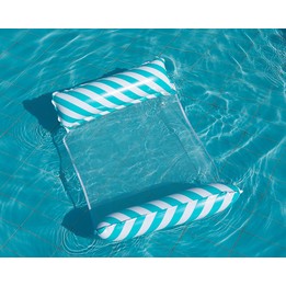 Inflatable Recliner On Water Foldable Backrest Floating Bed Inflatable Floating Row, Style： Diagonal Stripes (Light Blue)