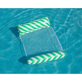 Inflatable Recliner On Water Foldable Backrest Floating Bed Inflatable Floating Row, Style： Diagonal Stripes (Green)