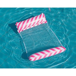Inflatable Recliner On Water Foldable Backrest Floating Bed Inflatable Floating Row, Style： Diagonal Stripes (Rose Red)