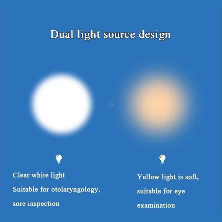 Flashlight Pupil Pen Light Yellow White Dual Light Source Dental Light LED Stainless Steel Morning Inspection Light(Black)