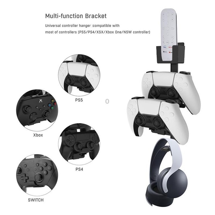 JYS P5125 Earphone / Handle / Remote Control Wall Hook For PS5 / PS4 / Xbox / Switch(White)