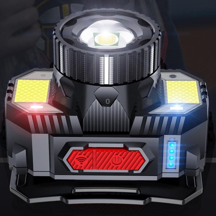 TG-TD009 LED Strong Headlamp Head-Mounted USB Rechargeable Zoom Sensor Headlamp, Colour: White Light