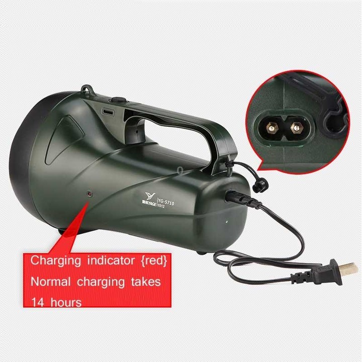 YAGE YG-5710 5W LED Waterproof Glare Flashlight Outdoor Rechargeable Lighting Portable Lamp, CN Plug(ArmyGreen)