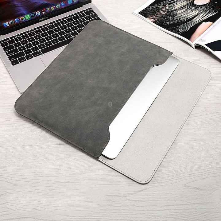 Horizontal Sheep Leather Laptop Bag For Macbook Air/ Pro 13.3 Inch A1466/A1369/A1502/A1425(Liner Bag (Dark Blue))