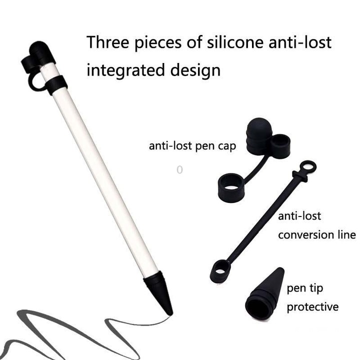 2 PCS 3 In 1 Anti-lost Pen Cap + Anti-lost Conversion Cable + Pen Tip Protective Case Set For Apple Pencil(Night Blue)