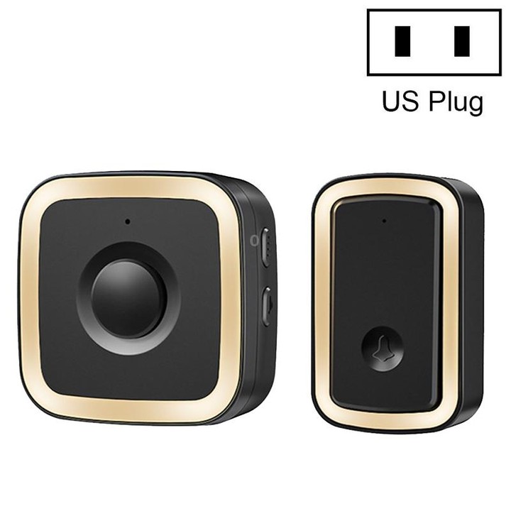 CACAZI A58 1 For 1 Smart Wireless Doorbell without Battery, Plug:US Plug(Black Gold)