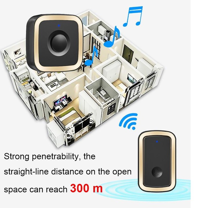 CACAZI A58 1 For 1 Smart Wireless Doorbell without Battery, Plug:EU Plug(Black Gold)