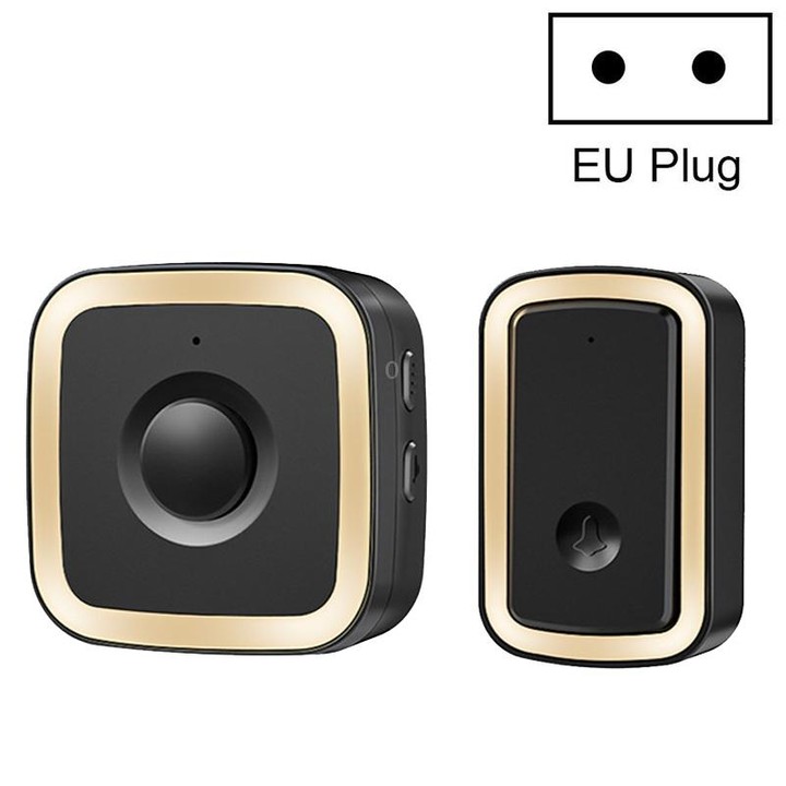 CACAZI A58 1 For 1 Smart Wireless Doorbell without Battery, Plug:EU Plug(Black Gold)