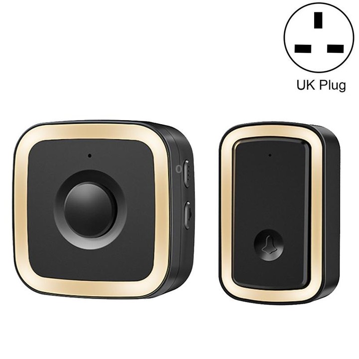 CACAZI A58 1 For 1 Smart Wireless Doorbell without Battery, Plug:UK Plug(Black Gold)