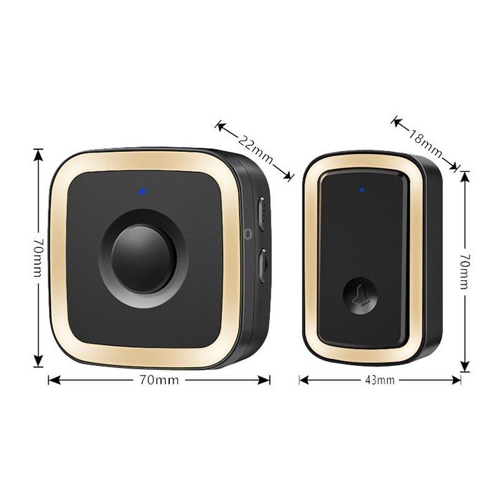 CACAZI A58 1 For 1 Smart Wireless Doorbell without Battery, Plug:UK Plug(Black Gold)