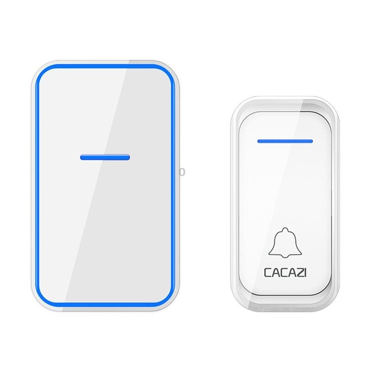 CACAZI Home Smart Digital Wireless Doorbell Remote Electronic Doorbell Elderly Pager, Style: EU Plug(White)